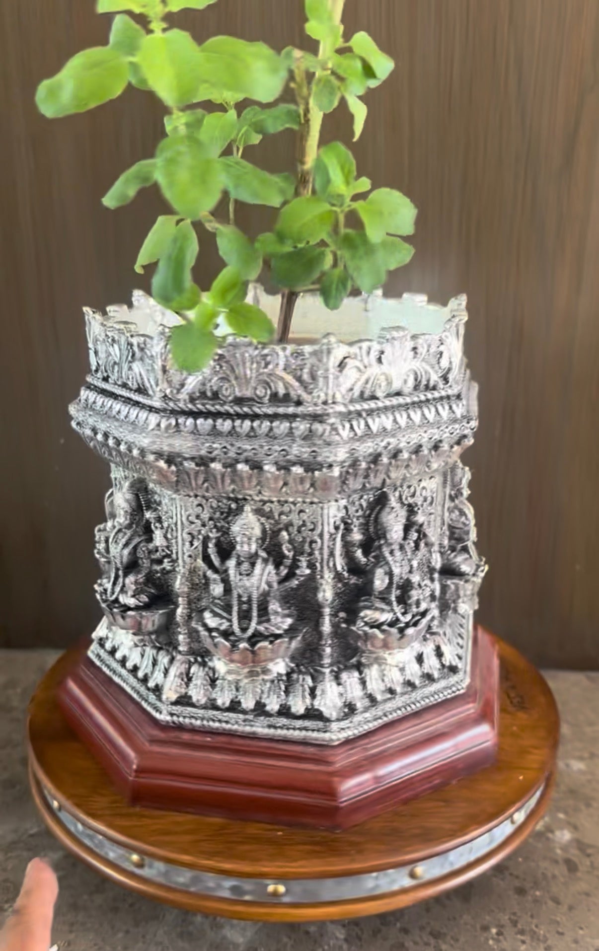 SIlver Ashthlaxmi Tulsi Pot
