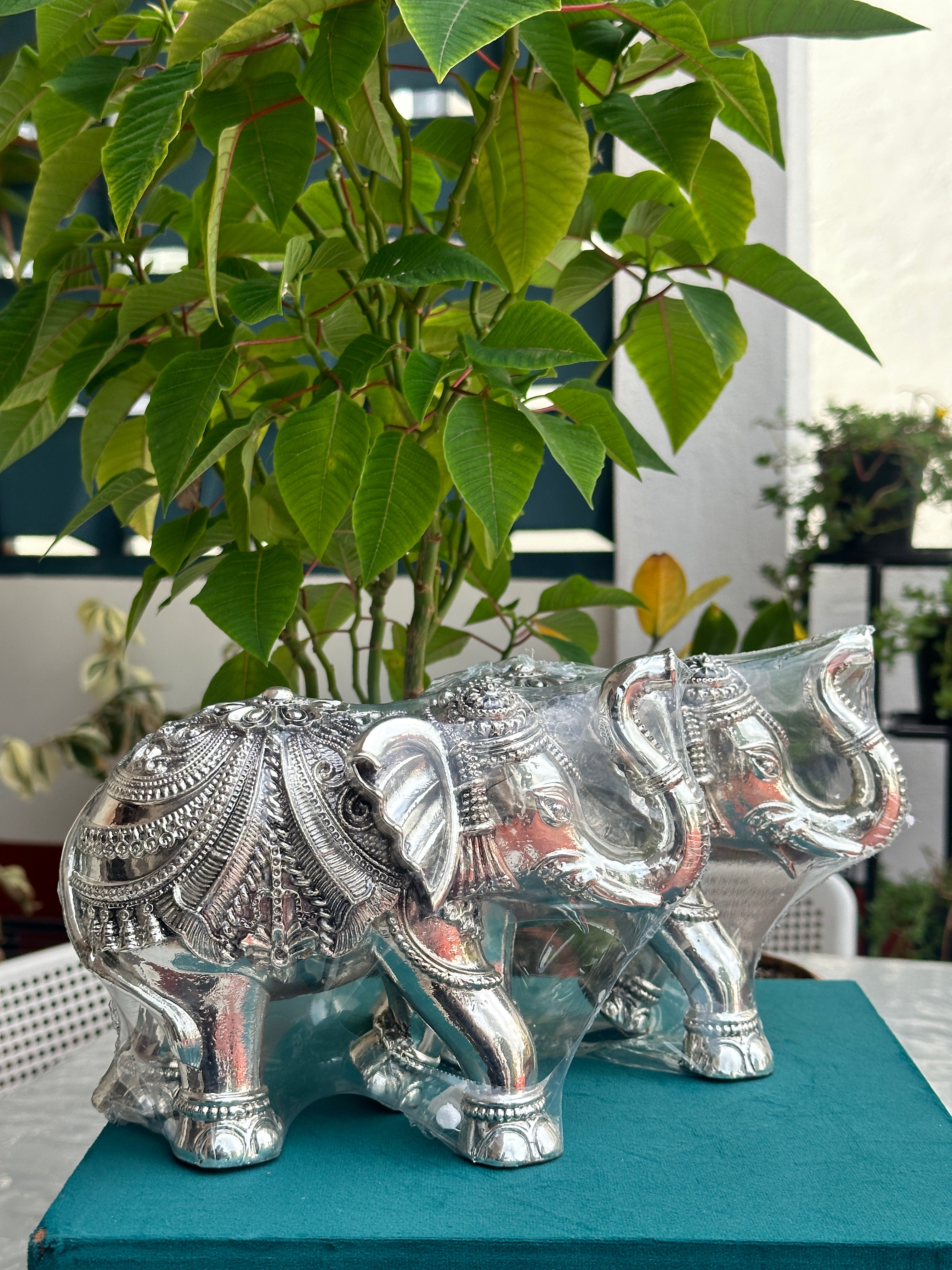 Silver Elephant Pair 5.5''