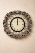 Silver Wall Clock with Mother of Peal detailing