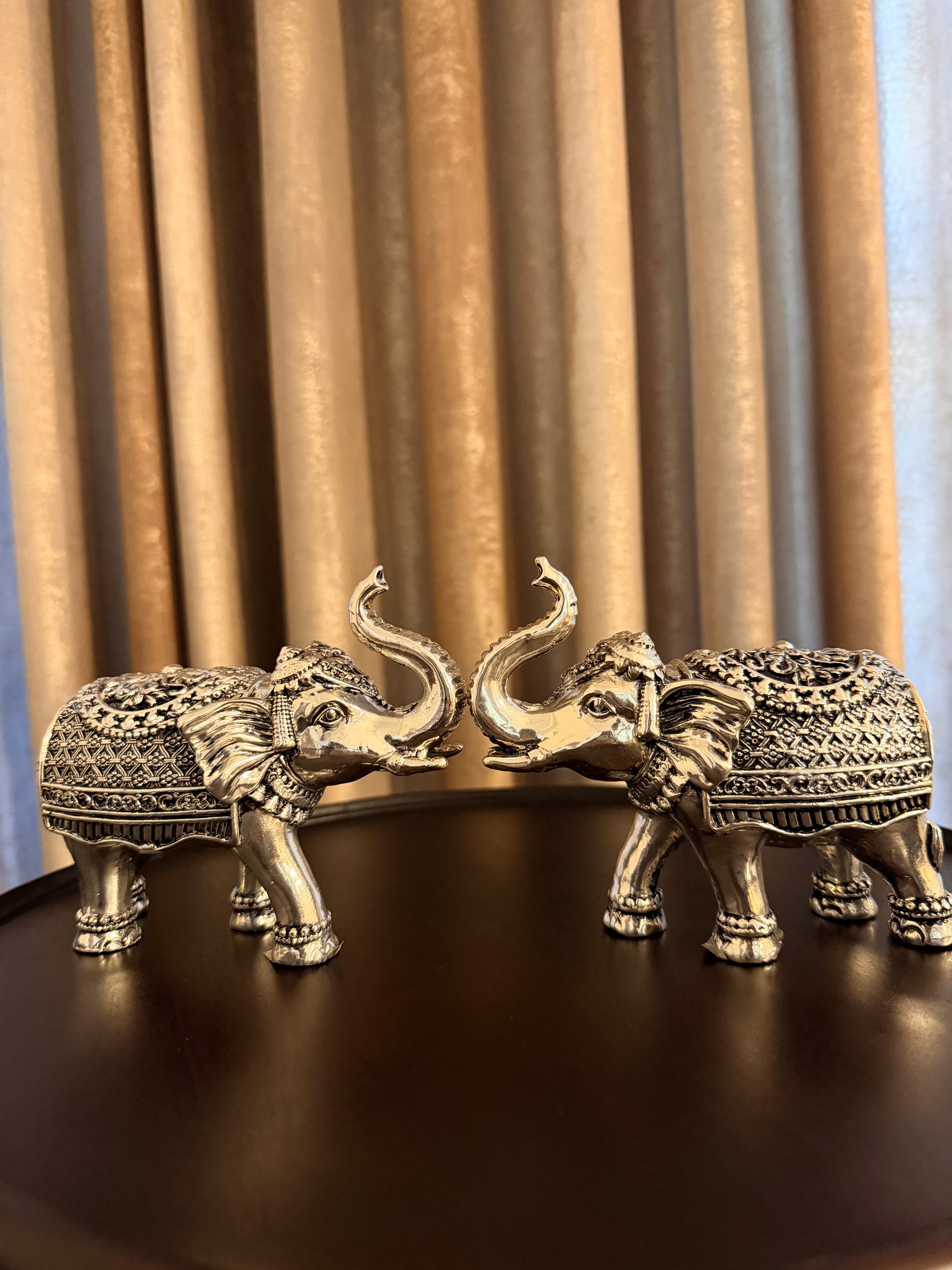 Silver Elephant Pair 4''