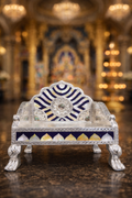 Silver Sinhasan with Mother of Pearl detailing